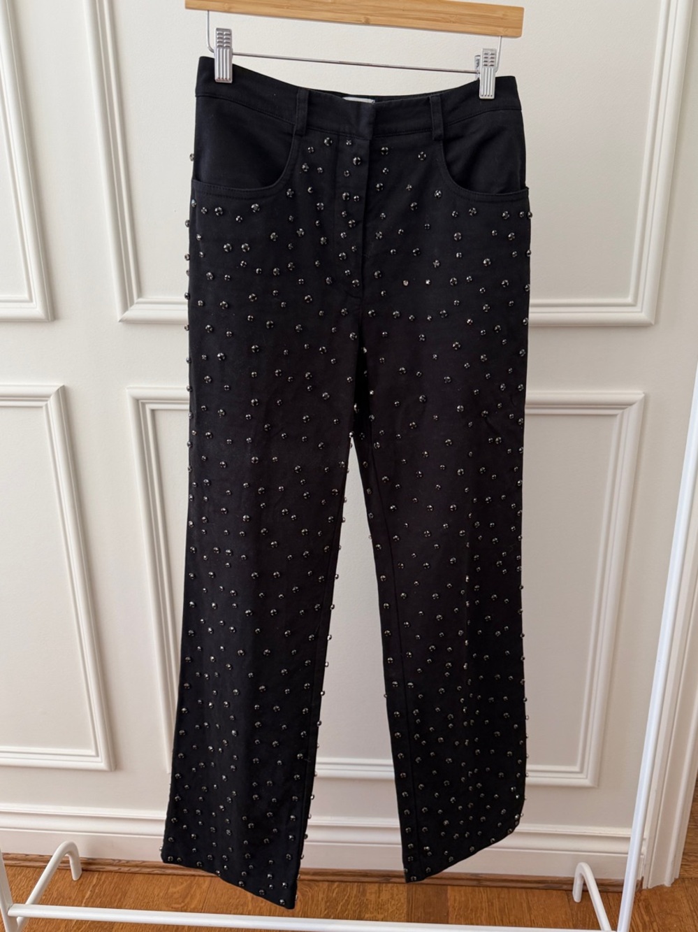 ILA Black Crystal/Stud Embellished Straight Leg Jeans - Women's